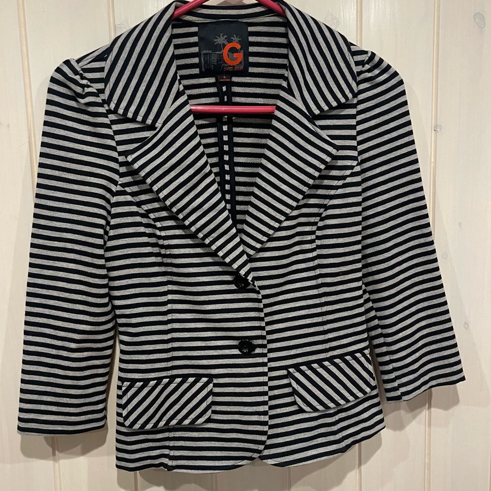 By Guess Grey/Black Striped Blazer Jacket